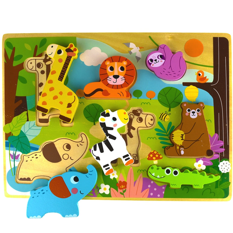 1-Tooky Toy Drewniane Puzzle Montessori Zwierzątka w Lesie Dopasuj Kształty-1