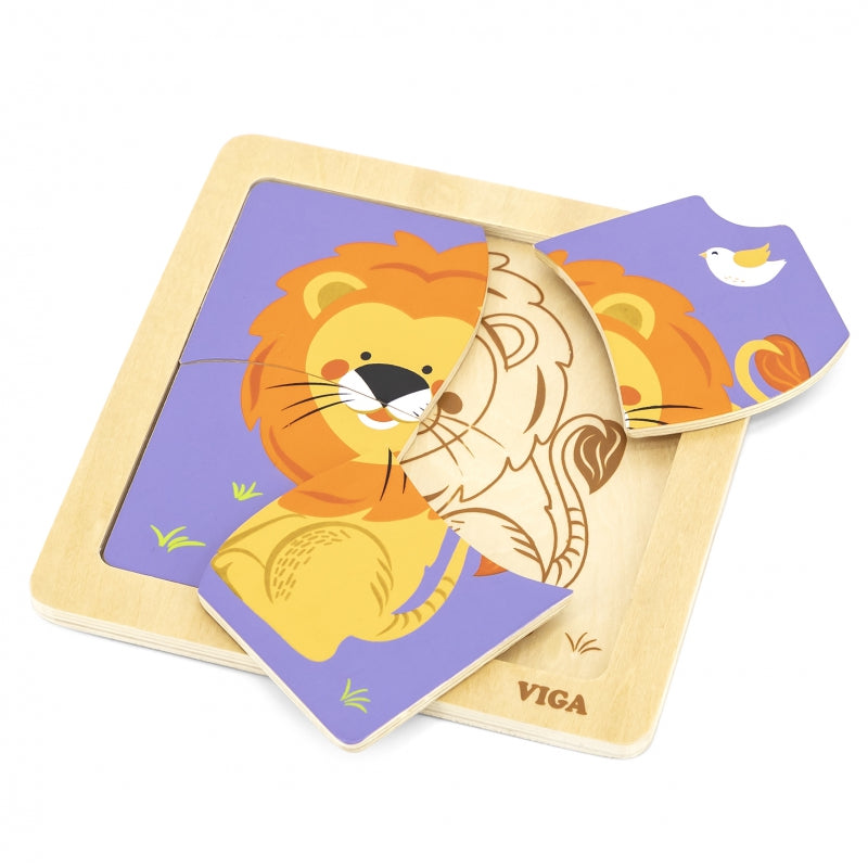 2-VIGA Poręczne Drewniane Puzzle Lew-2