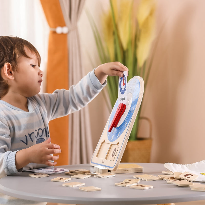6-VIGA Drewniany Zegar Nauka Zegara  Czasu Montessori-6