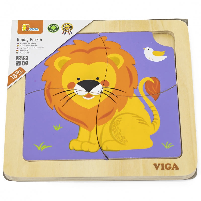 6-VIGA Poręczne Drewniane Puzzle Lew-6