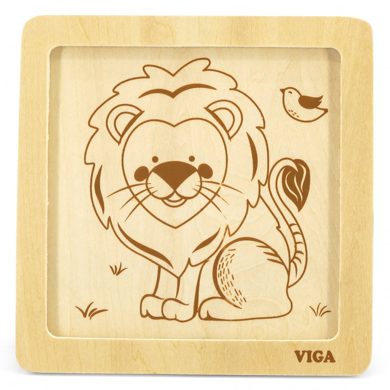 3-VIGA Poręczne Drewniane Puzzle Lew-3