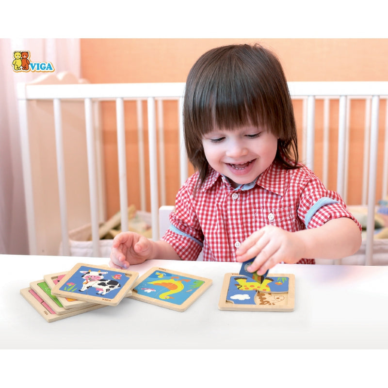 4-VIGA Poręczne Drewniane Puzzle Lew-4