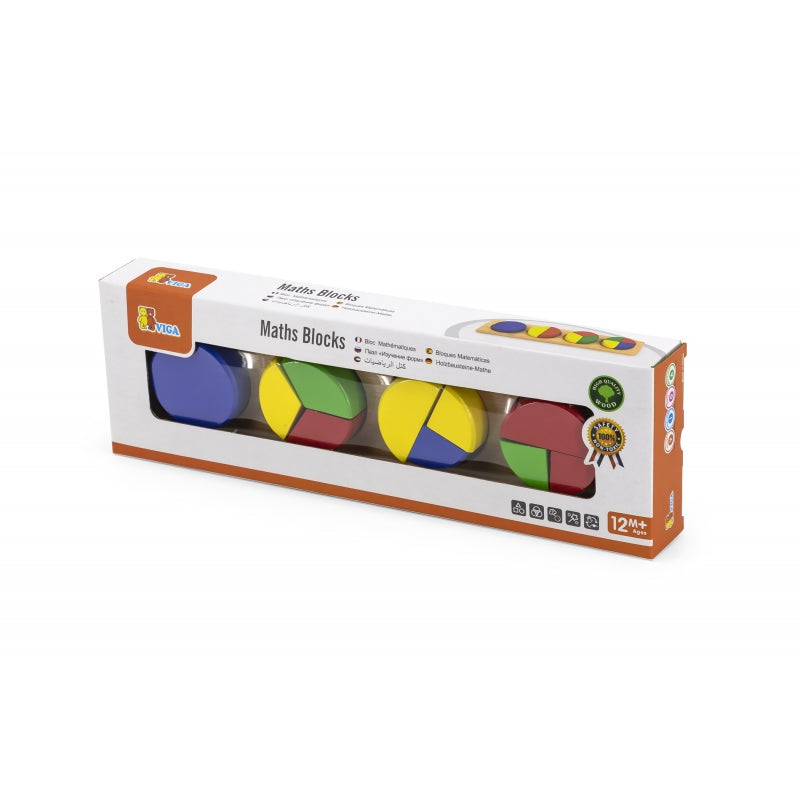 7-Drewniana Układanka Viga Klocki Matematyczne Ułamki 11 Elementów Montessori-7