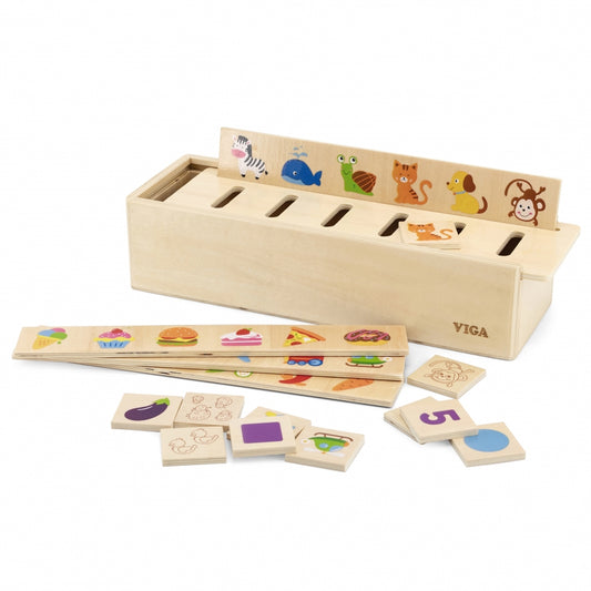 1-VIGA Drewniany Edukacyjny Sorter Gra Zwierzątka Owoce Warzywa Montessori-1