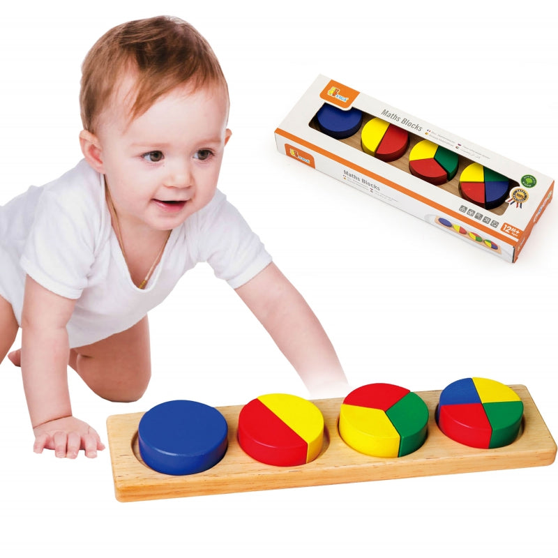 2-Drewniana Układanka Viga Klocki Matematyczne Ułamki 11 Elementów Montessori-2