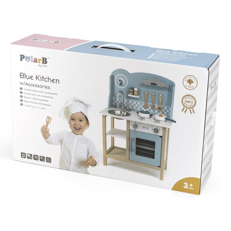 6-VIGA PolarB Drewniana Kuchnia z Akcesoriami Silver - Blue-6