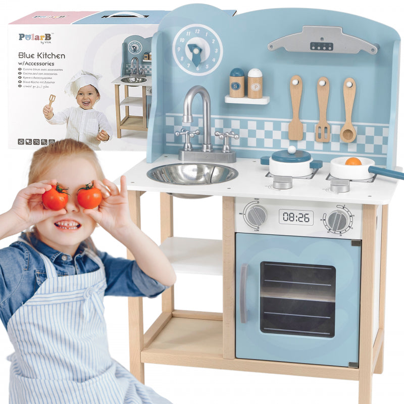 1-VIGA PolarB Drewniana Kuchnia z Akcesoriami Silver - Blue-1