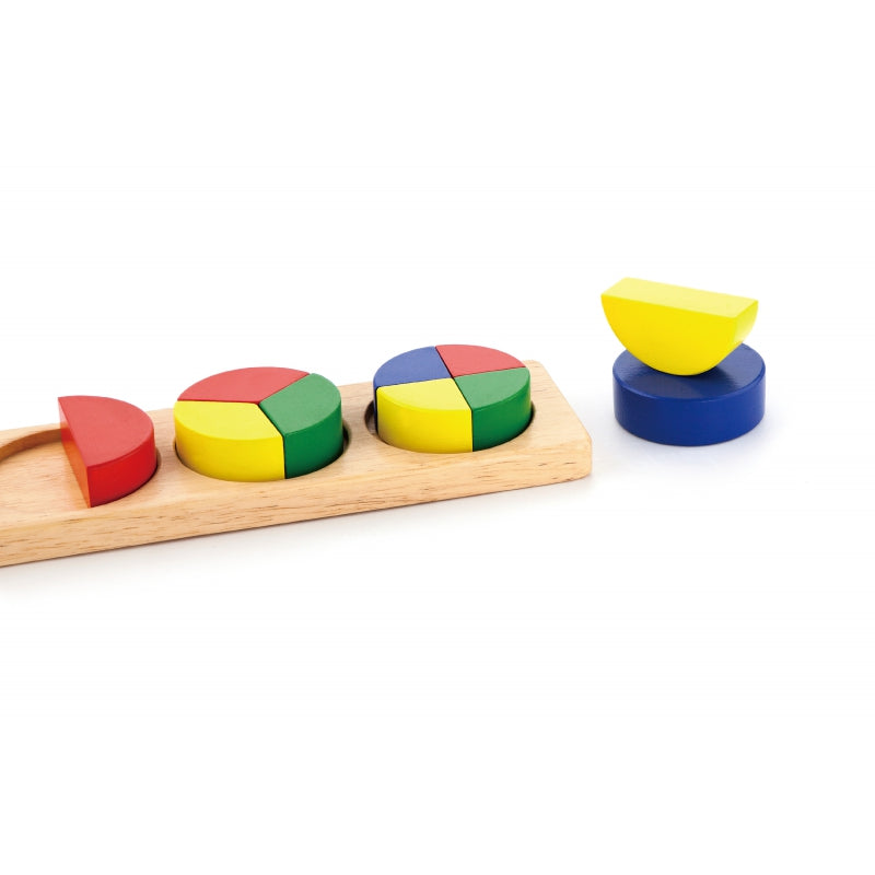 5-Drewniana Układanka Viga Klocki Matematyczne Ułamki 11 Elementów Montessori-5