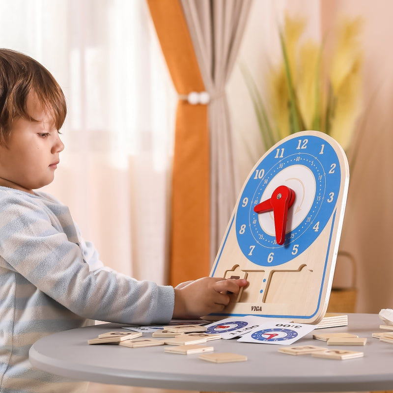 7-VIGA Drewniany Zegar Nauka Zegara  Czasu Montessori-7