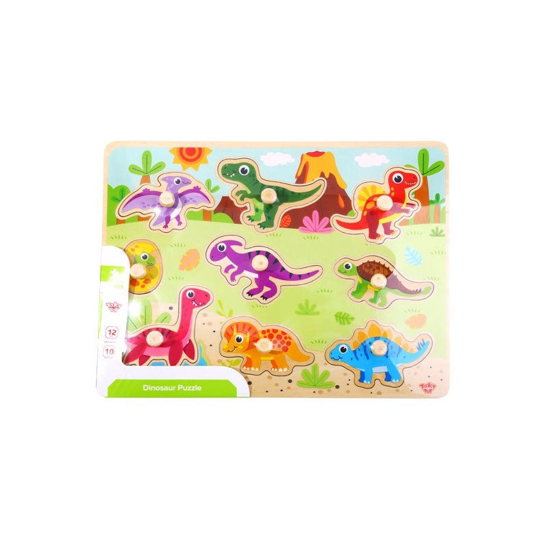 4-TOOKY TOY Drewniane Puzzle Montessori Układanka Dinozaury Kształty-4
