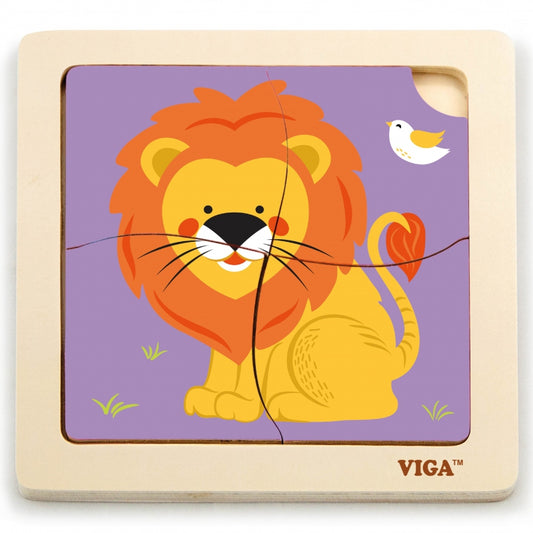 1-VIGA Poręczne Drewniane Puzzle Lew-1